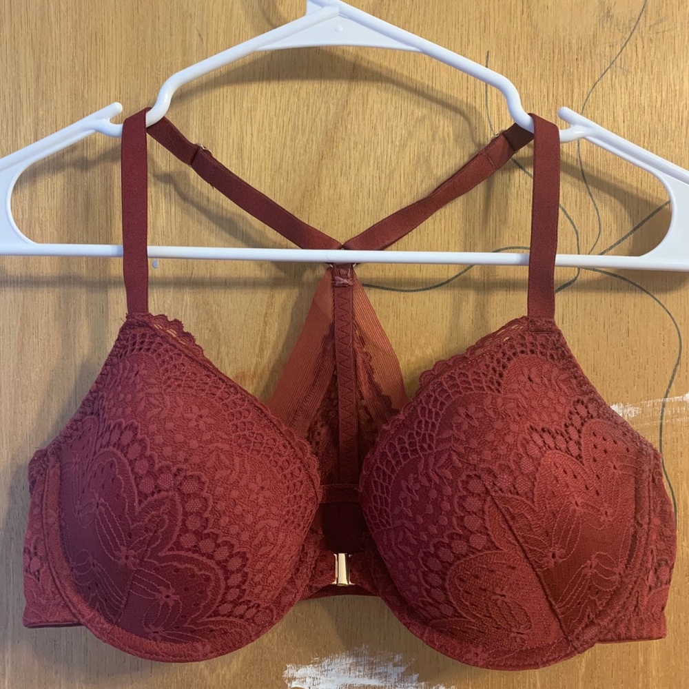Red Lacey Racerback Bra 34C